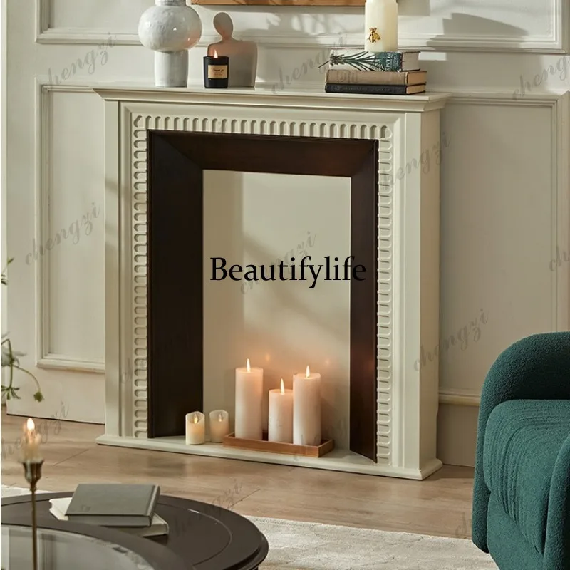 French retro solid wood fireplace decorative cabinet modern fireplace side cabinet American entrance cabinet