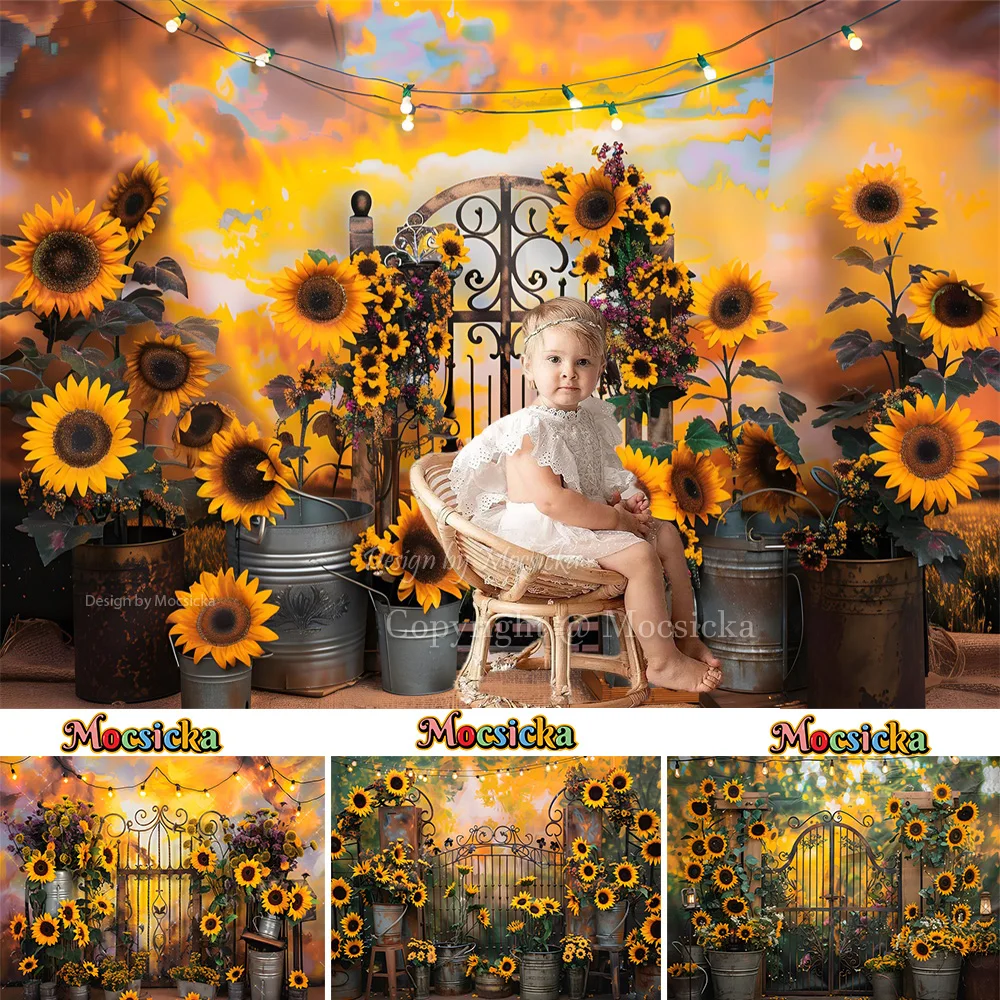 

Sunflower Garden Photography Background Sweet Girl Boy 1st Birthday Party Yellow Backdrop Kids Cake Smash Studio Photobooth Prop