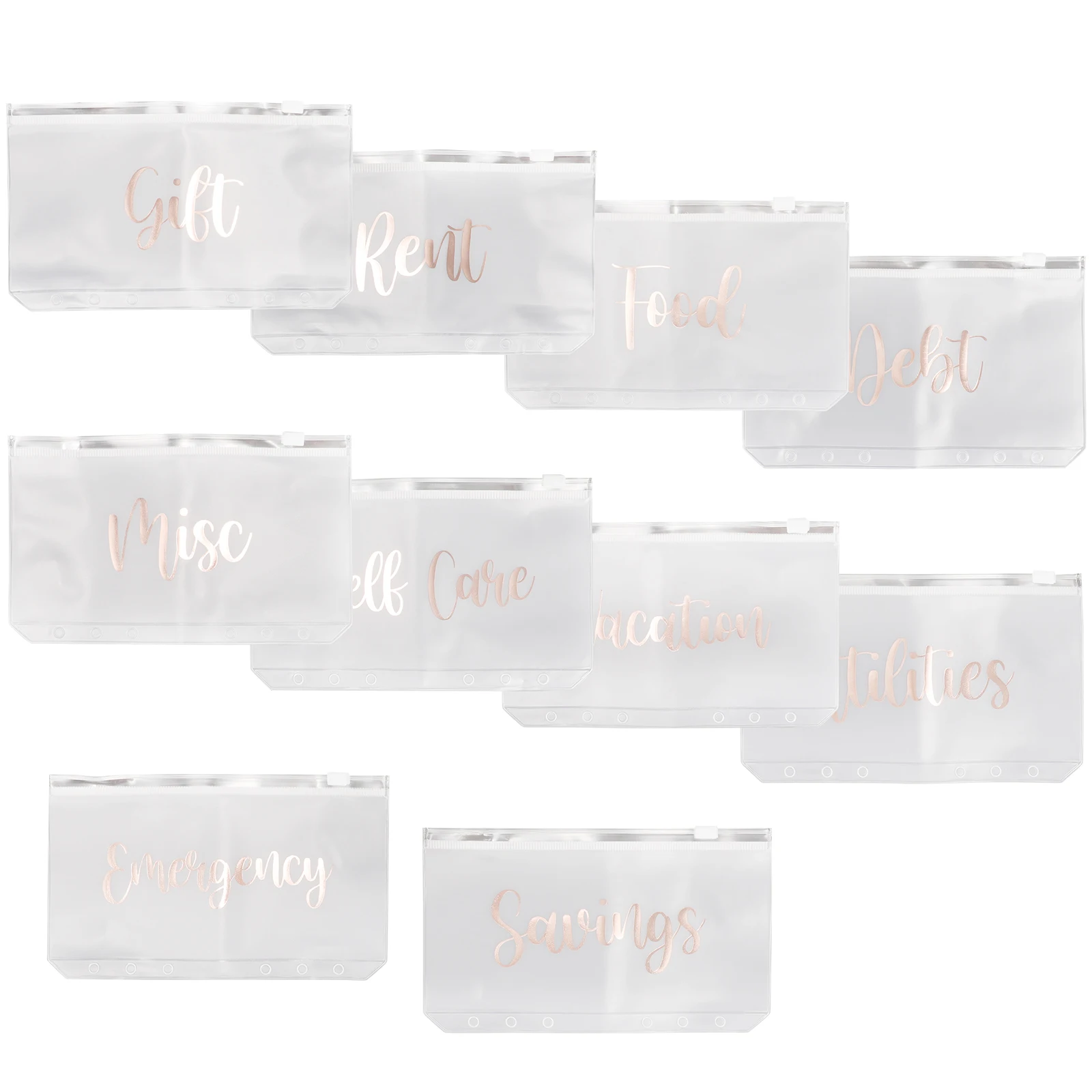 

10 Pcs Cash Budget Bag Binder Pockets Loose Leaf Bags Notebook Folder PVC Binder Dividers Money 6-ring Office Storage