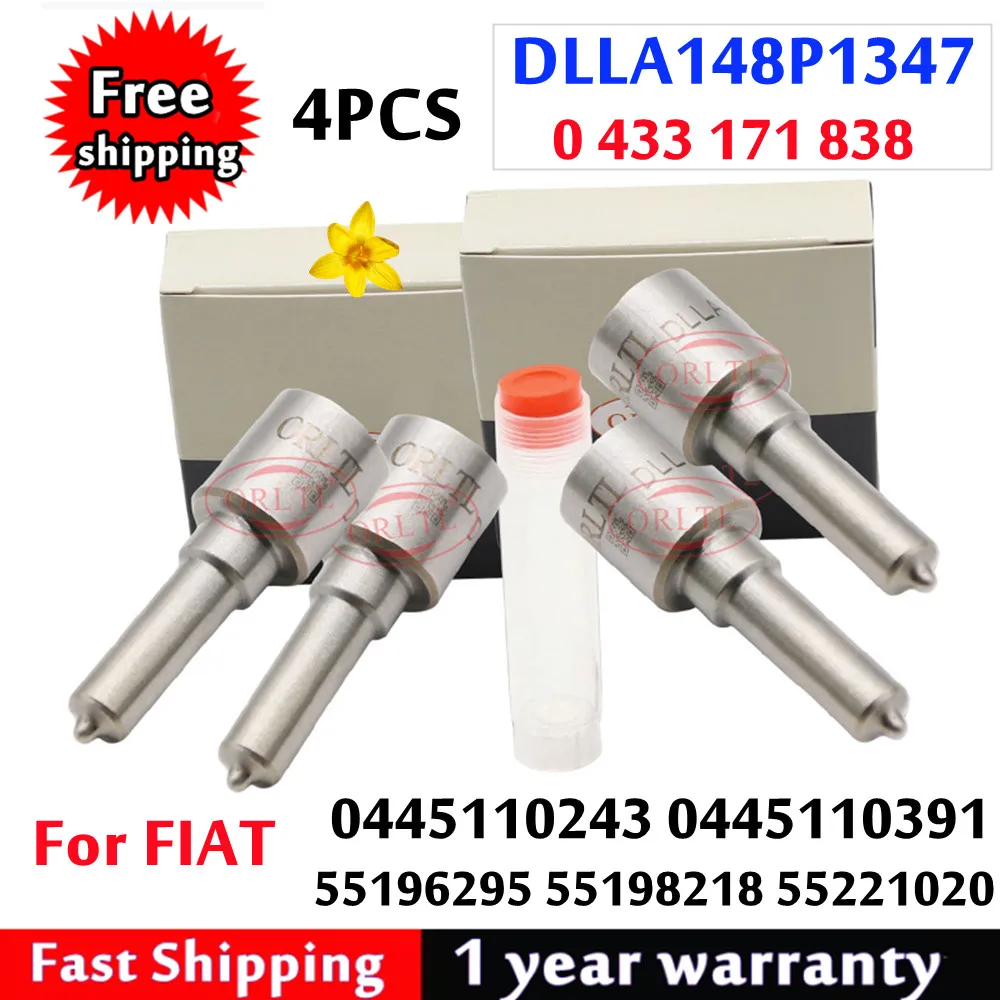 

4 шт. DLLA148P1347 0 433 171 838 дизельная форсунка DLLA 148 P 1347 для FIAT 0445110243 0445110391 55196295 55198218 5522102