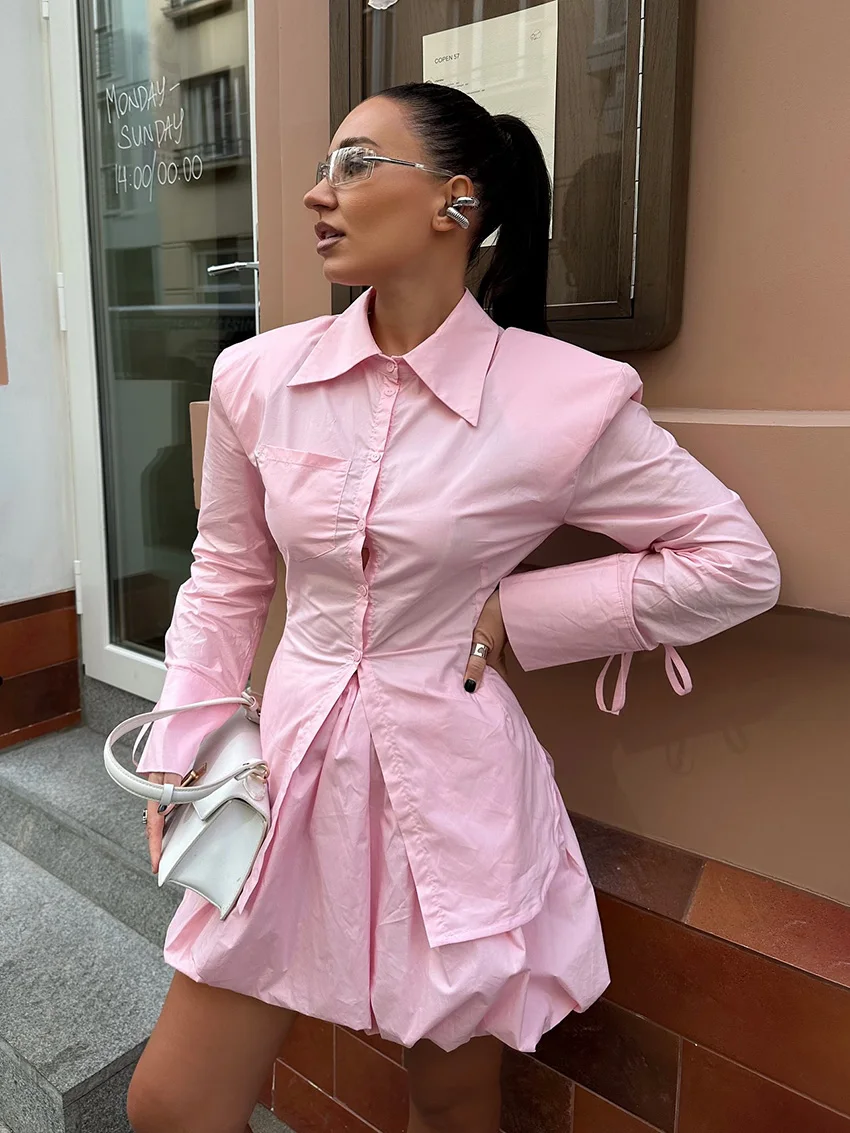 Marthaqiqi розовые хлопковые женские ночные рубашки, пижамы с длинными рукавами, одежда для сна с отложным воротником, юбки, модные женские комплекты ночного белья