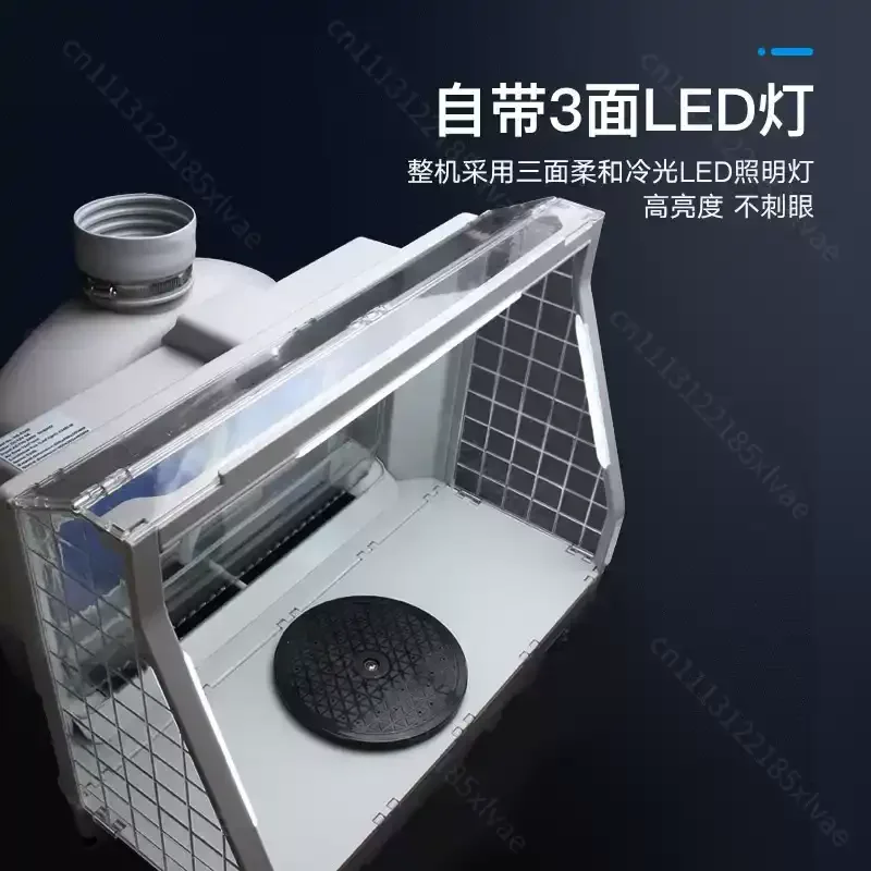 For HS-E600 Upgraded Water Curtain Spray Gun Paint Booth with Filter & 3 LED Lights for Model Craft Hobby Use