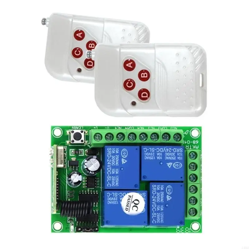 433MHz Remote Control Relaying Switches 4 Channel Wireless Remote Control Switch Relaying Receiver Transmitter 24BB