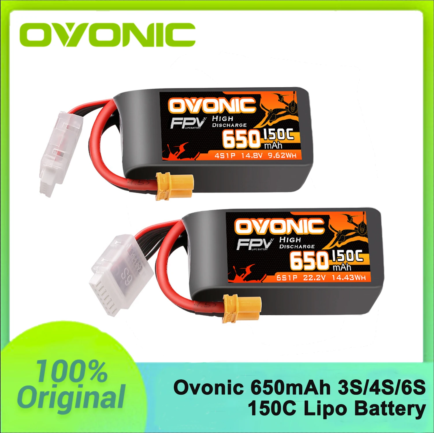 OVONIC 150C 650mAh Lipo Battery 3S 4S 6S FPV Battery with XT30 plug For RC FPV Airplane Quadcopter Helicopter Drone