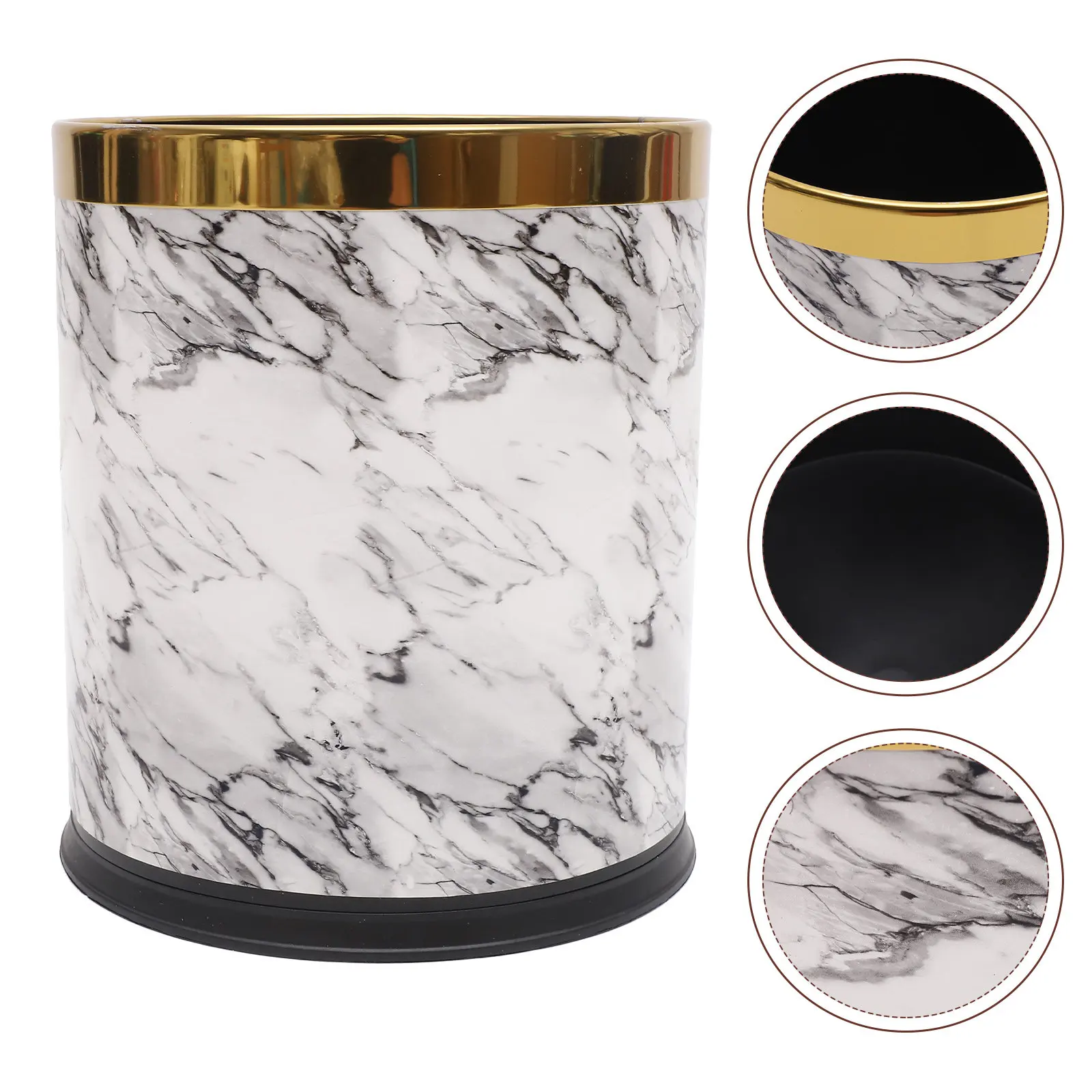 

Plastic Marble Garbage Can Large Capacity Trash Bin Reusable Waste Basket for Kitchen Bathroom Living Room Office Household