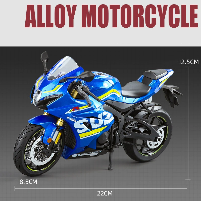 Suzuki-GSX-1000R H2R V4S 1:9, simulación de aleación, modelo de motocicleta, amortiguadores, colección de sonido y luz, coche de juguete, regalo para niños