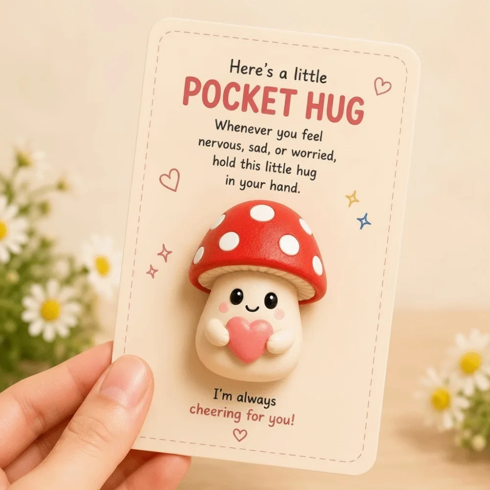 Cute Plastic Animal Ornaments Resin Inspirational Card Pocket Hug Gifts Pocket-Sized Mini Animal Figurine Long Distance Keepsake