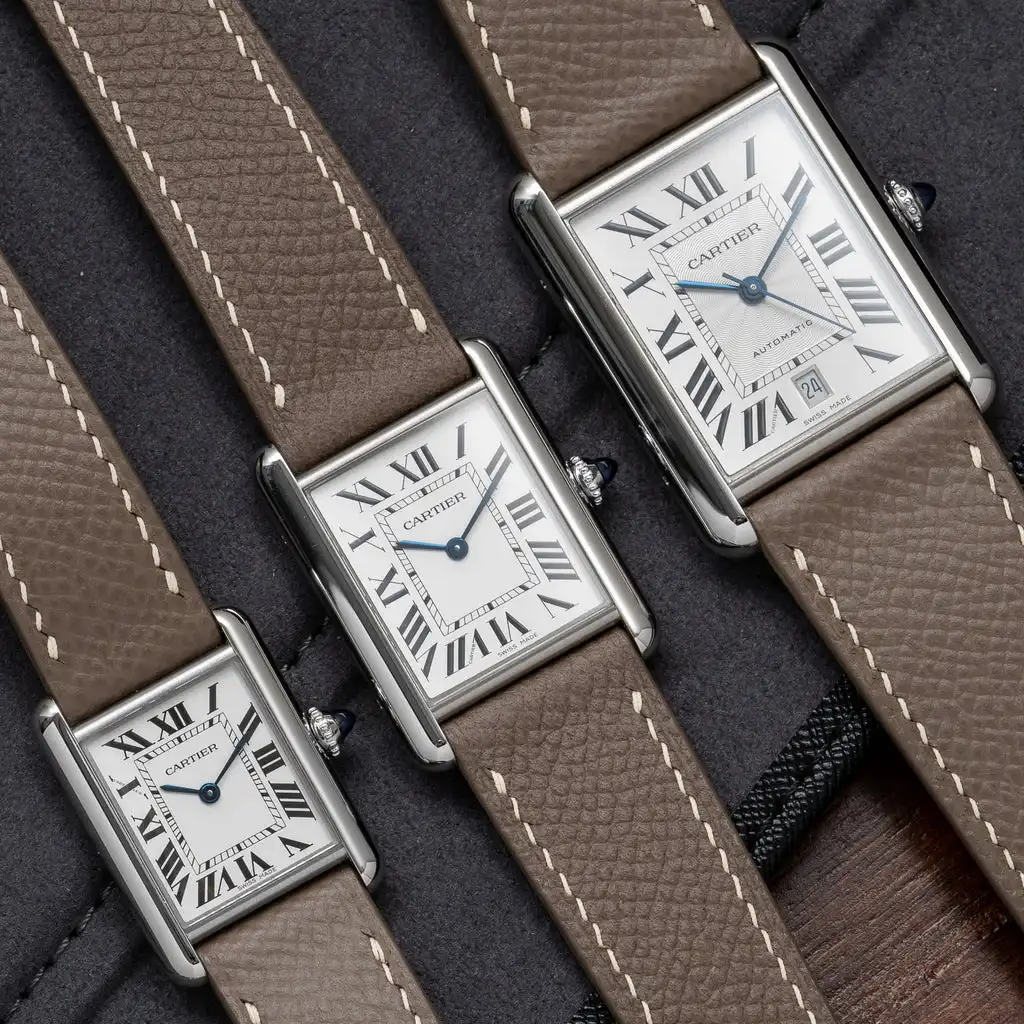 Father's Day Gift Epsom Leather Watch Strap For Cartier Santos TANK Dumont Watch Band with Patek Philippe Original Pin Buckle
