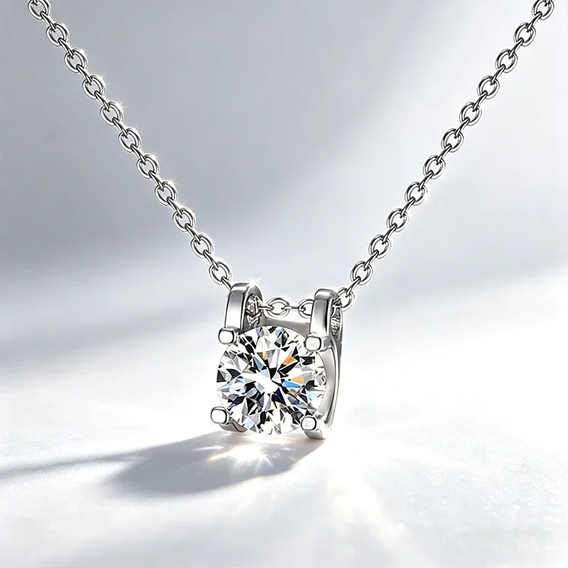 1CT Moissanit S925 Sterling Silber Schmuck mit GRA-Zertifikat Anhänger 1 Karat Halskette Großhandel D VVS Farbe Moissanit Damen – Detail 14