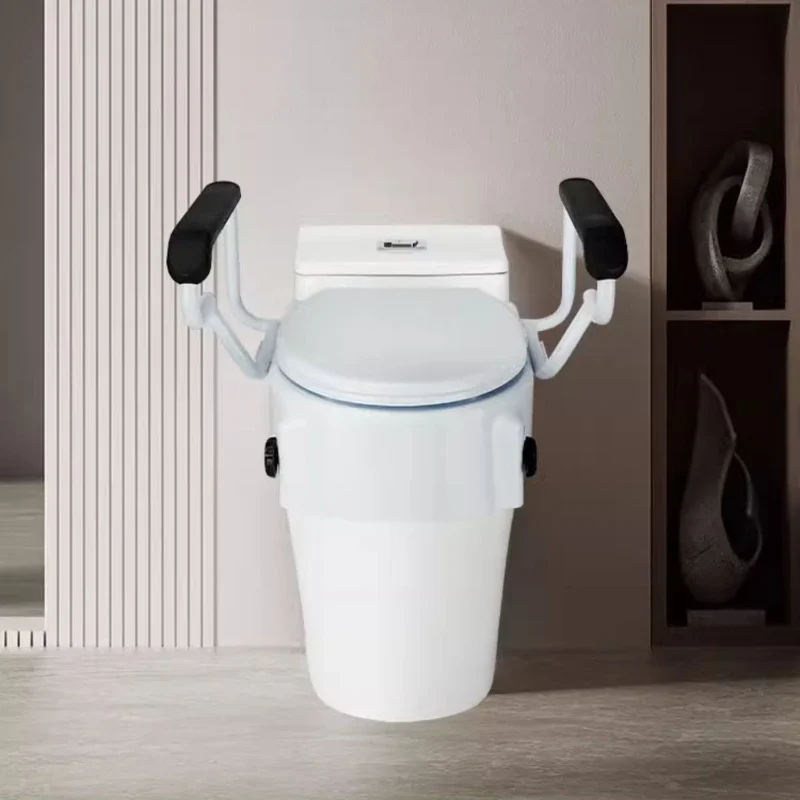 Steel Toilet Booster Removable Armrest Elderly Assist Chair Non-slip Armchair Practical and Sturdy Supportive Toilet Seat