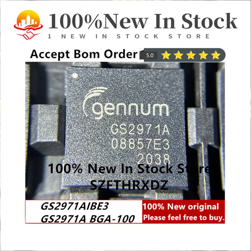 100% NEW ORIGINAL GS2971AIBE3 BGA-100 GS2971A BGA100 GS2971AIBTE3 Video Proc 1.2V 0.265A 100-Pin