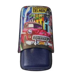 Cigar Case Portable Cartoon Leather Cigar Travel Case Smoking Accessories Cigarette Humidor Tube Carrying 3 Tubes Bag