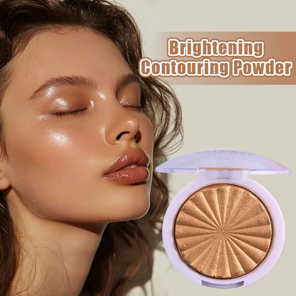 Miss Rose Pó Iluminador Perolado 3D, Maquiagem de Alto Brilho e Iluminadora, Pó Compacto Monocromático Matte e Brilhante