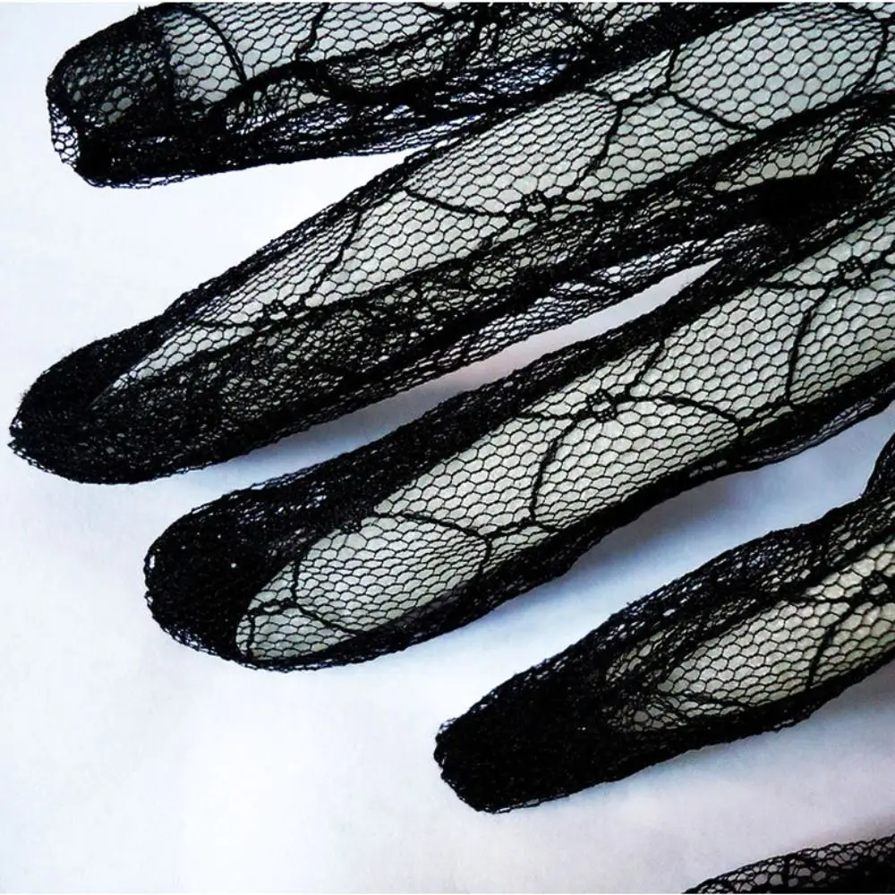 Elastic Performance Banquet Autumn Dinner Dress Short Wedding Thin Mittens Lace Gloves Bridal Mesh Gloves