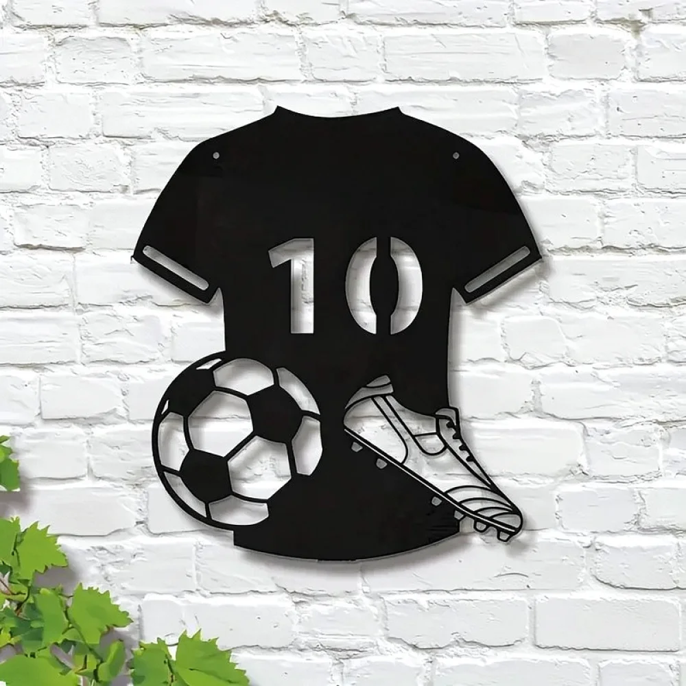Unique Metal Basketball Jersey Wall Sign Black Iron Silhouette Decor Modern Hanging Ornament Perfect Gift For Sports Fans