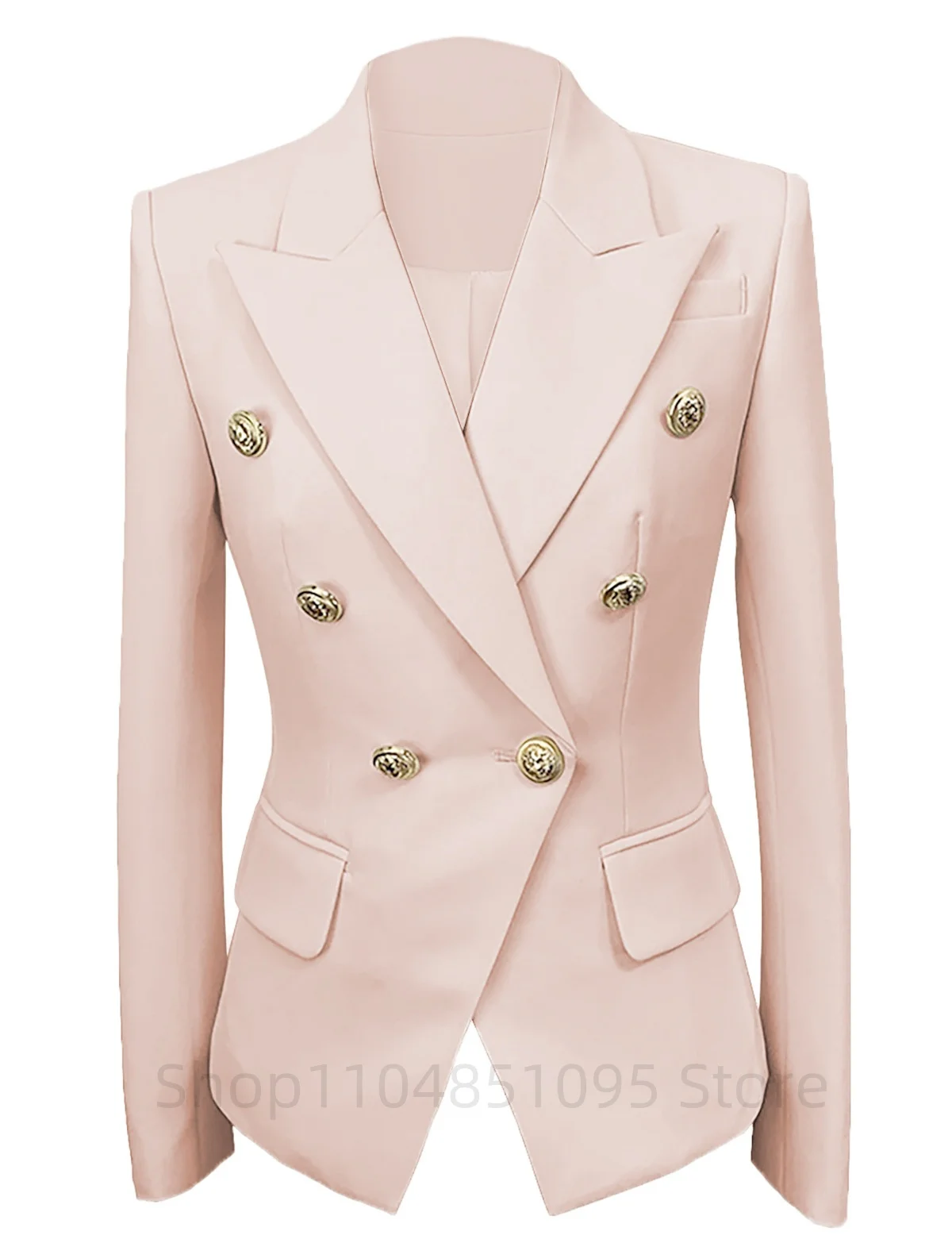 

Women Office Lady Double Breasted Blazer Vintage Coat Fashion Gold Buttons Long Sleeve Ladies Outerwear Stylish Tops for Party