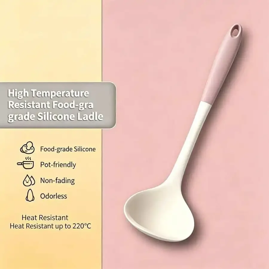 

Silicone Cooking Utensils , Non-Scratch Spatula Ladle Slotted Spoon,Kitchen Helper Silicone Utensils, No Scratch No Odor Cooking