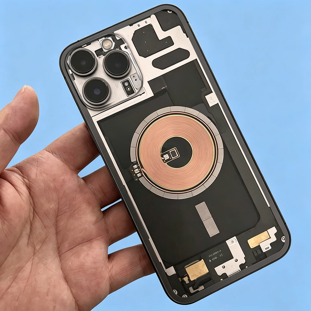 For iPhone 13Pro 13 Pro Max Rear Housing Assembly With Modified Frame +Clear OEM Back Glass Magnet Ring Explore Style Repair