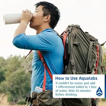 Water purification tablets - travel - mountain sports - outdoor - emergencies - survival - aquatabs