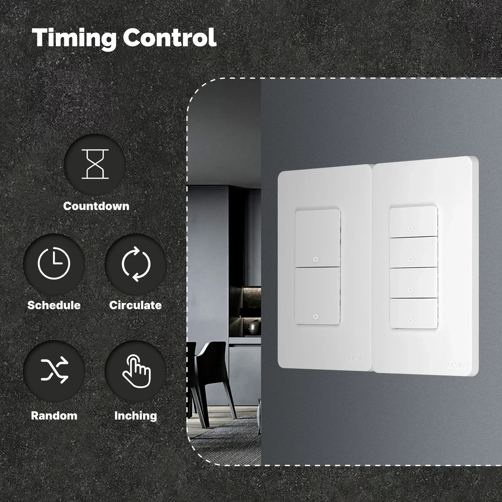 MOES Tuya Wi-Fi Smart Button Wall Switch (US Single-Live/Neutral Wire),Work with Alexa and Google Home,No Neutral Wire Required image 5