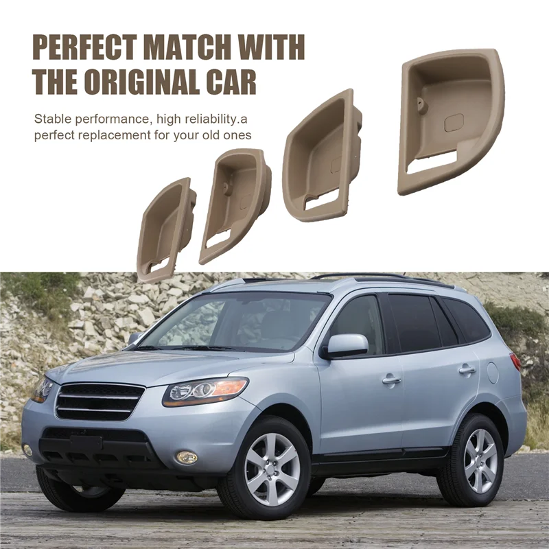 

4Pc Front Rear L&R Inside Door Handle Trim Cover For Hyundai Santa Fe 826112B000 826212B000 836112B000 836212B000-Y79A