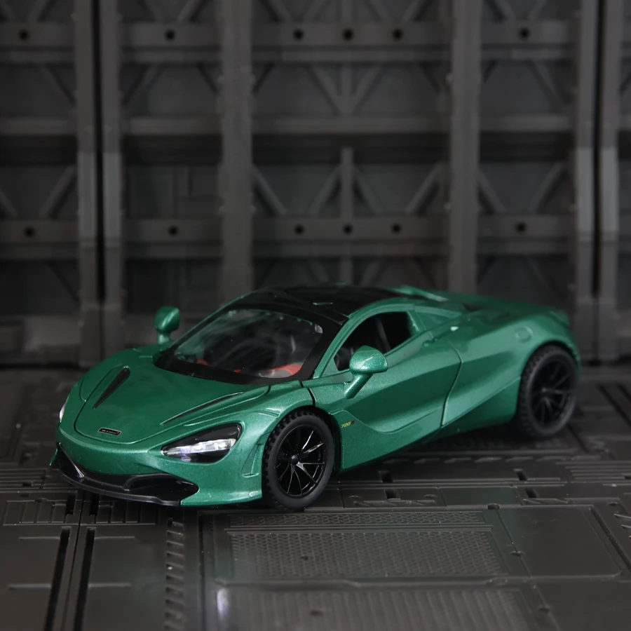 

Коллекция украшений из сплава автомобиля McLaren 720S от 1:32, двери и капот можно открыть, детские игрушки со звуком и светом отскока