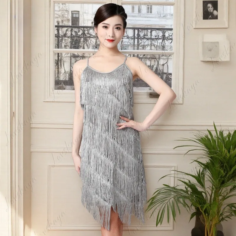 فستان رقص لاتيني نسائي، ثوب رسمي، زي أداء المسرح، تنورة واسعة، ملابس رقص