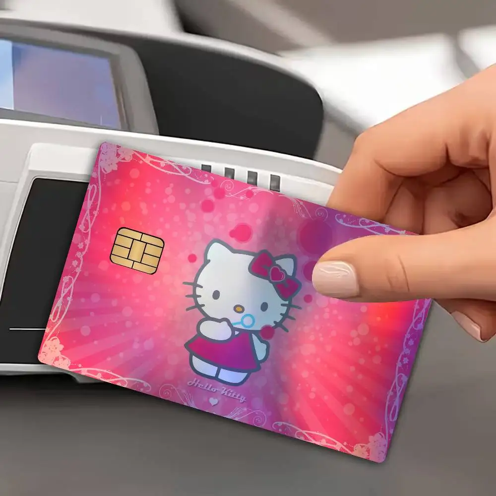 H-Hello-S K-kitty-S Shiny Laser Bank Card Stickers Waterproof Self Adhesive DIY Ornament