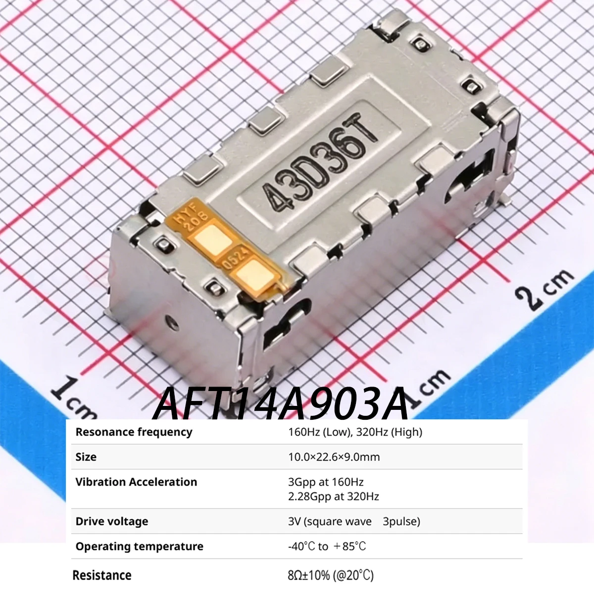 1PCS AFT14A903A 10×22.6×9mm 3Gpp at 160Hz 2.28Gpp at 320Hz 3V 8Ω±10%(@20°C) NEW Original haptic reactor vibration motor vibrator