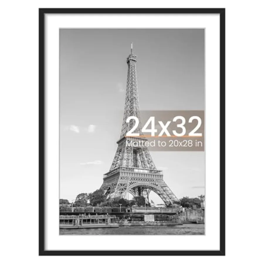 

24x32 Poster Frame, Display Pictures 20x28 with Mat or 24 x 32 Without, Wall Hanging Picture Frames,,1 Pack