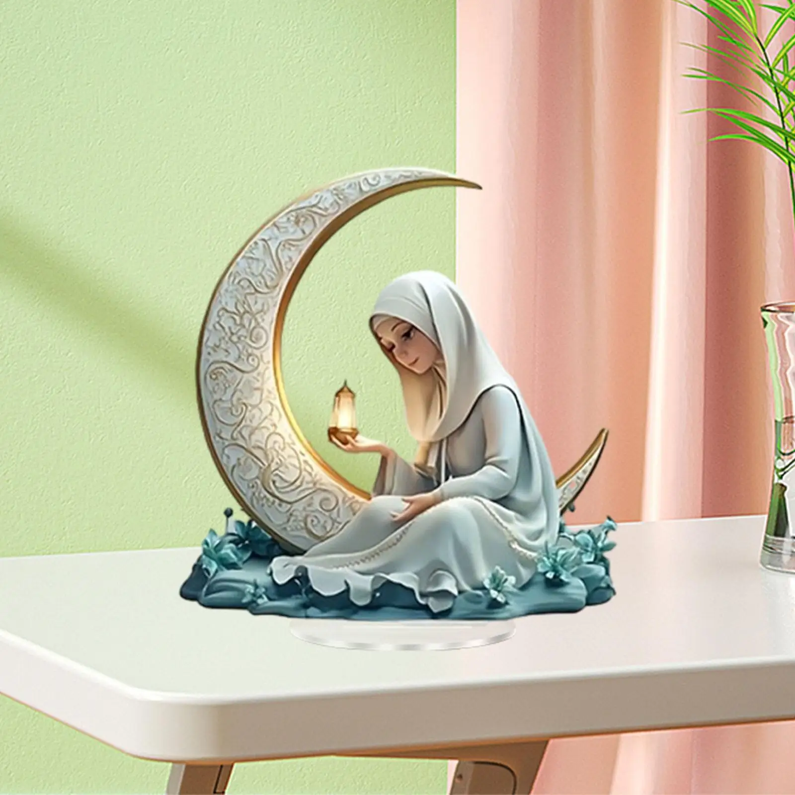 Moon Nun Acrylic Sign Tabletop Decoration for Cabinet Living Room Desk