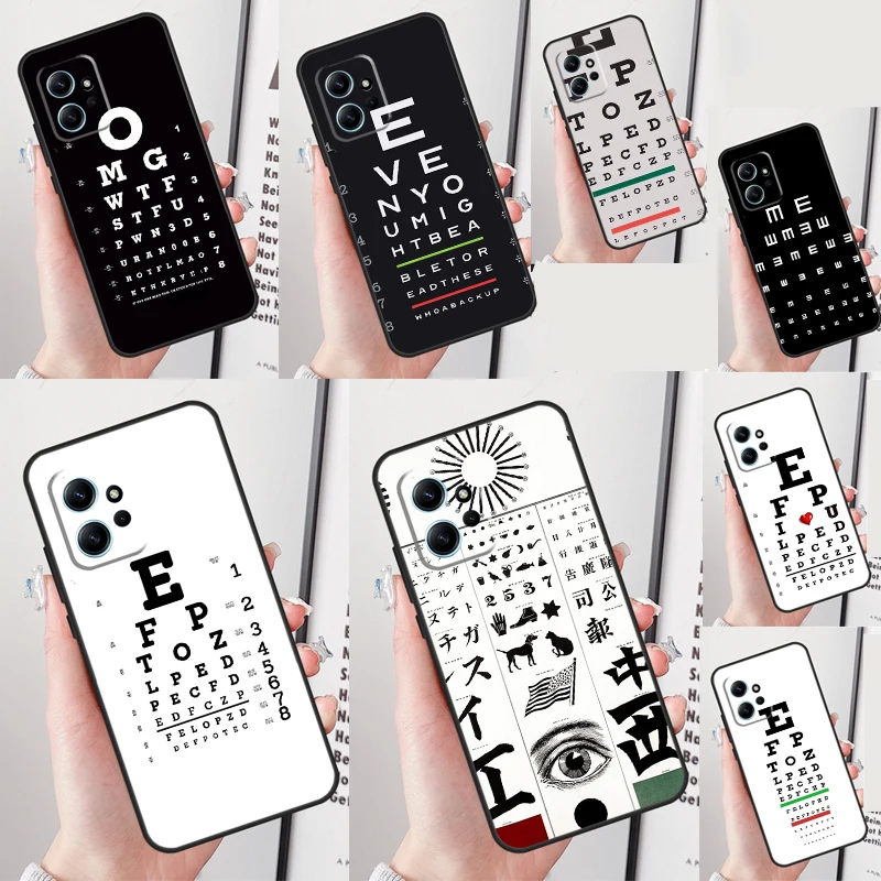 Vision Test Chart Funda For Xiaomi Redmi 12C 9A 9C 9T 10A 10C Redmi Note 10 8 9 11 12 Pro 9S 10S 11S 12S Case