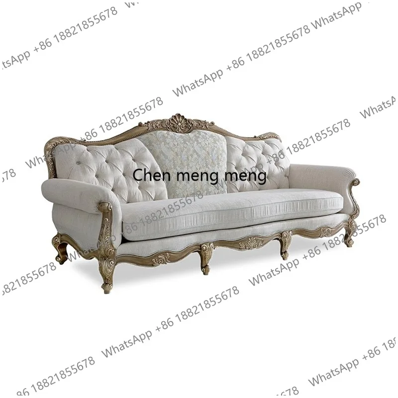

French romantic light-colored living room sofa European fabric sofa leisure chair combination