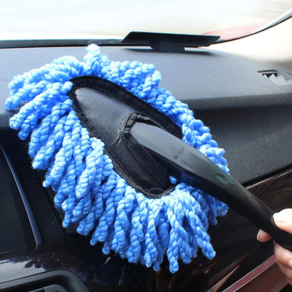 4 Pcs Duster Interior Cleaner Car Waxing Brush Car Cleaning Supplies with Handle for Car Bike Home Use (Blue)