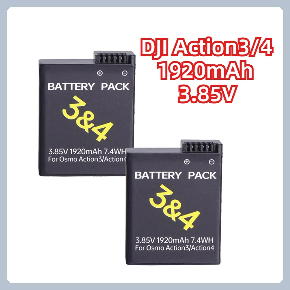 1920mAh 3.85V Suitable for DJI Action 3/4 Battery Long Endurance Low Temperature Resistance Fast Charging Sports Camera Battery