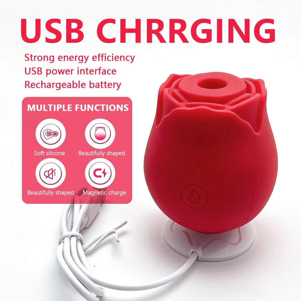 Red Rose Penis Ring Vibrator Female G-spot Clitoral Stimulation Male Ejaculation Delay,Adults Sex Toy for Couple,Valentine Gifts view 3