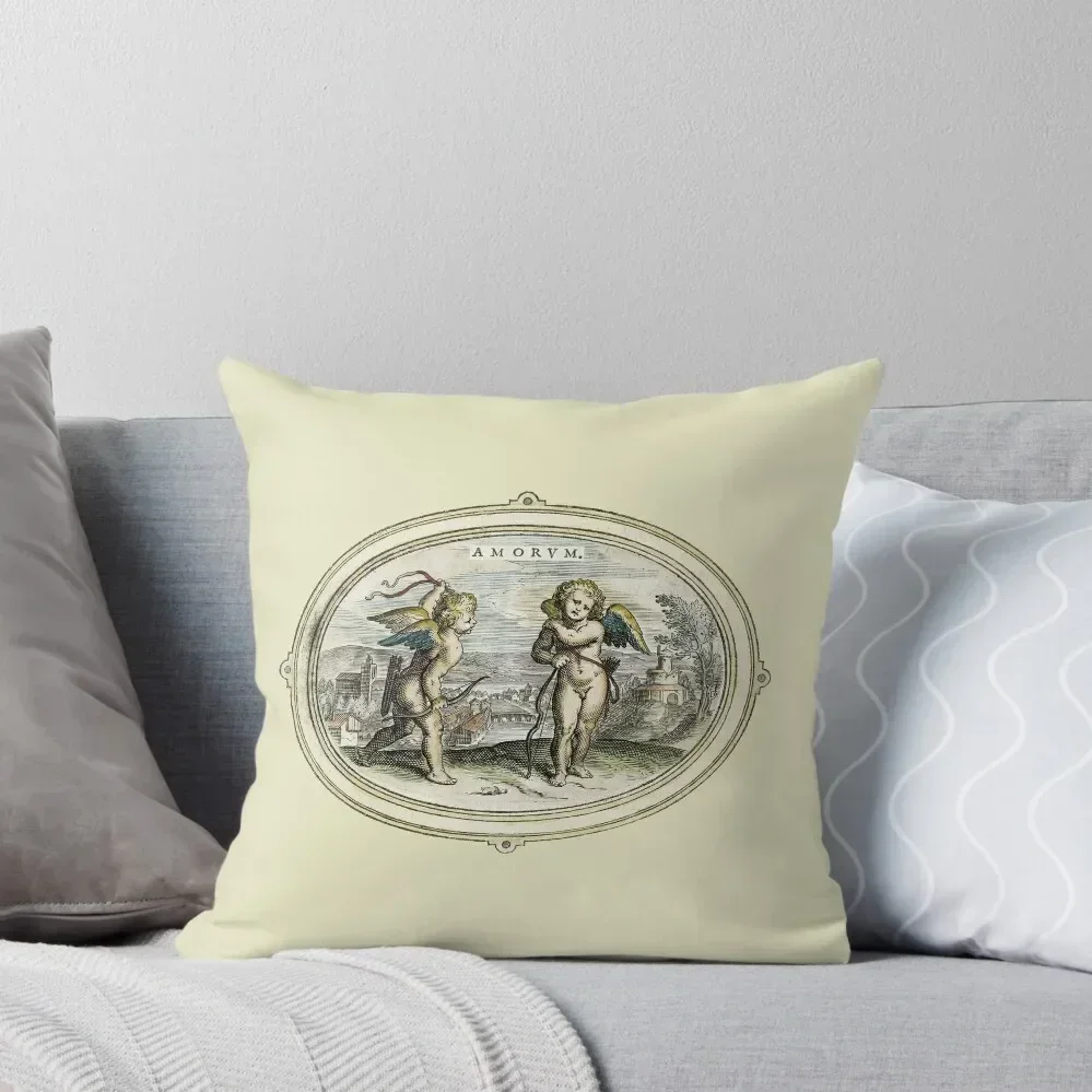 

Love Hurts / Antique Lithograph of Cupids Throw Pillow Cushion Cover For Sofa Sofa Decorative Covers pillows decor home pillow