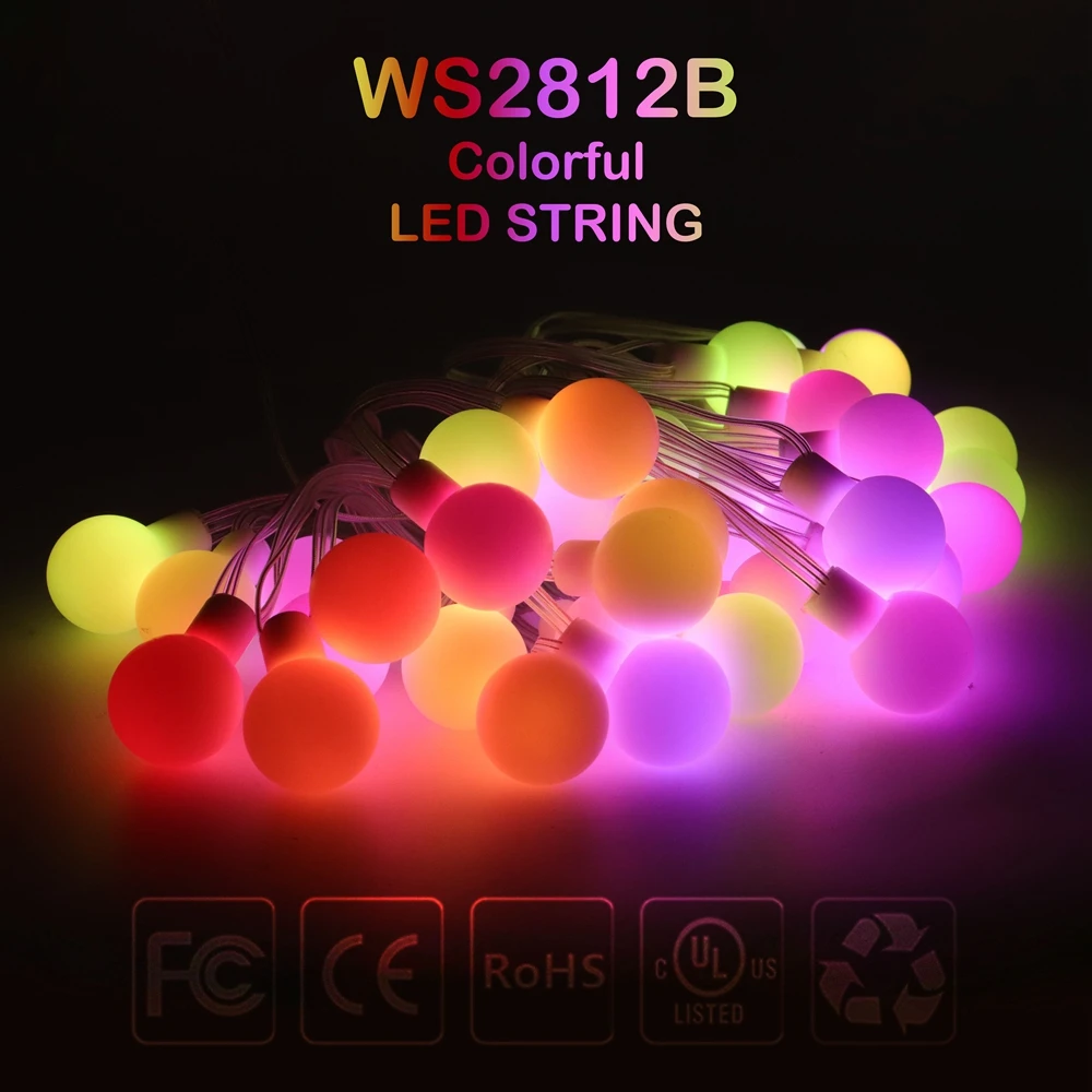 WS2812B Colorful LED Round Ball String Light WS2812 Addressable Individually Strip Christmas Party Birthday Decoration IP67 DC5V