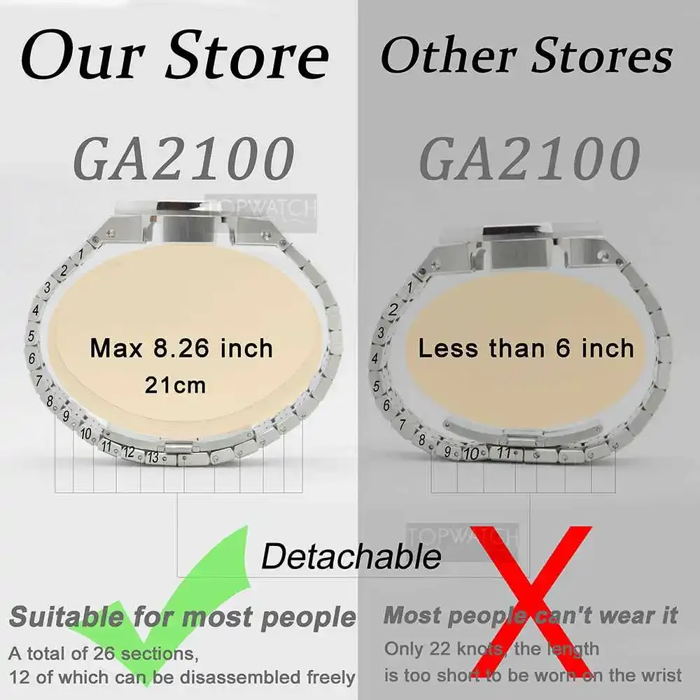 2 Sided Ga2100 4rd Metal Ga 2100 Custom Ga-2100 Bezel Watch Band Strap Watch Belt Case with Tools NO Screws ga2110