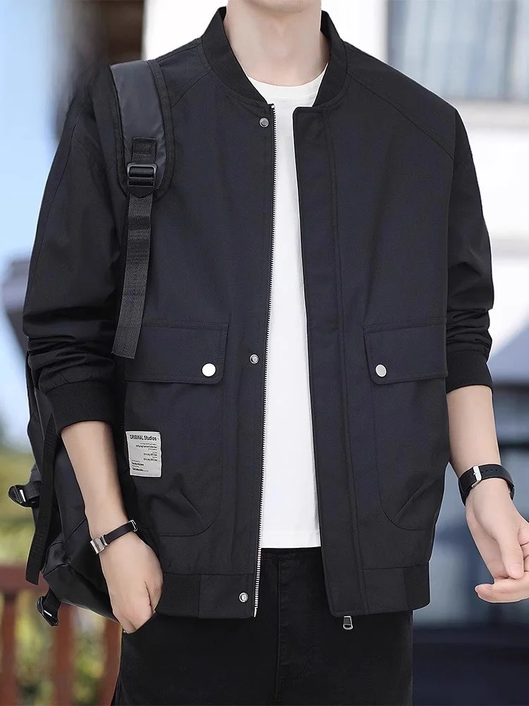 

Men's Baseball Jaet Loose Fit Casual Sle Windproof Spring Autumn New Arrival Faion Urban Polyester Fiber Zipper Decoration