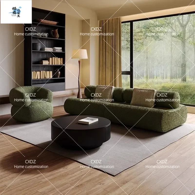 Retro Fabric Sofa for Living Room Multi Person Straight Row Couch Home Furniture Creative Design Medieval Style Seating