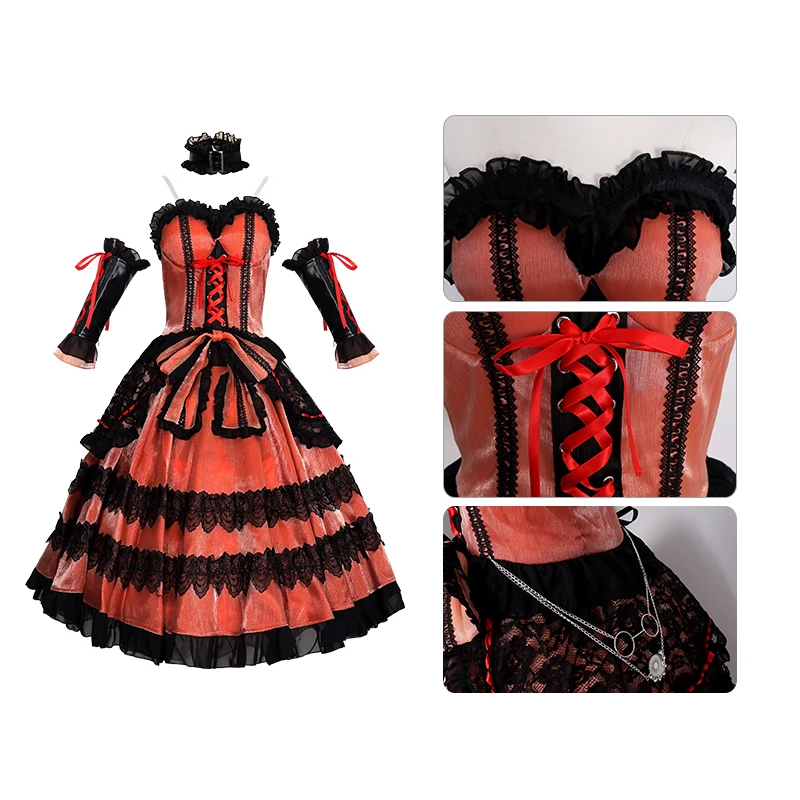 

2026 Anime Tokisaki Kurumi Cosplay Costume Date A Live Gorgeous Sweet Uniform Dress Halloween Party Role Play Stage Wear Stage