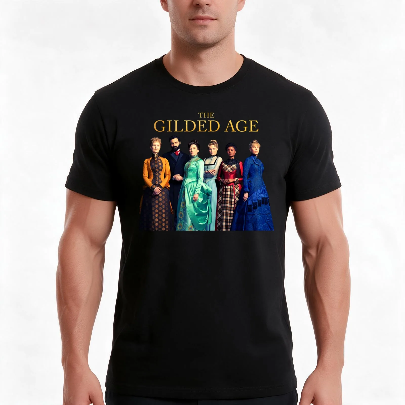 Gilded Age T-Shirt, Summer Casual Cotton Tee, Oversized Streetwear Tops, Vintage Graphic Print, Loose Fit Short Sleeve