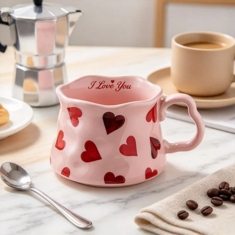 Wave Shaped Pleated Milk Cup Creative Home Latte Juice and Afternoon Tea Beverage Niche Coffee Cup