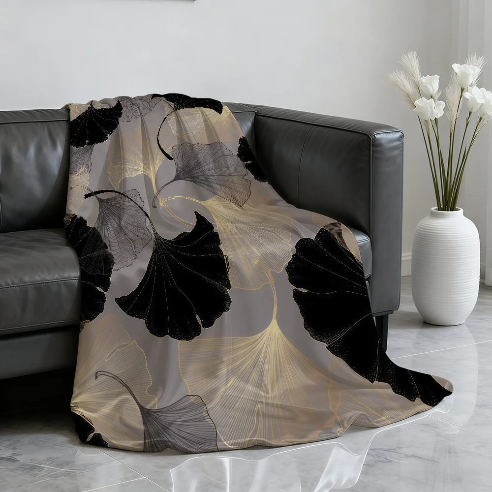 Ginkgo Leaf Blanket Soft Throw Blanket for Home Bedroom Bed Sofa Picnic Travel Office Rest Cover Blanket Gift