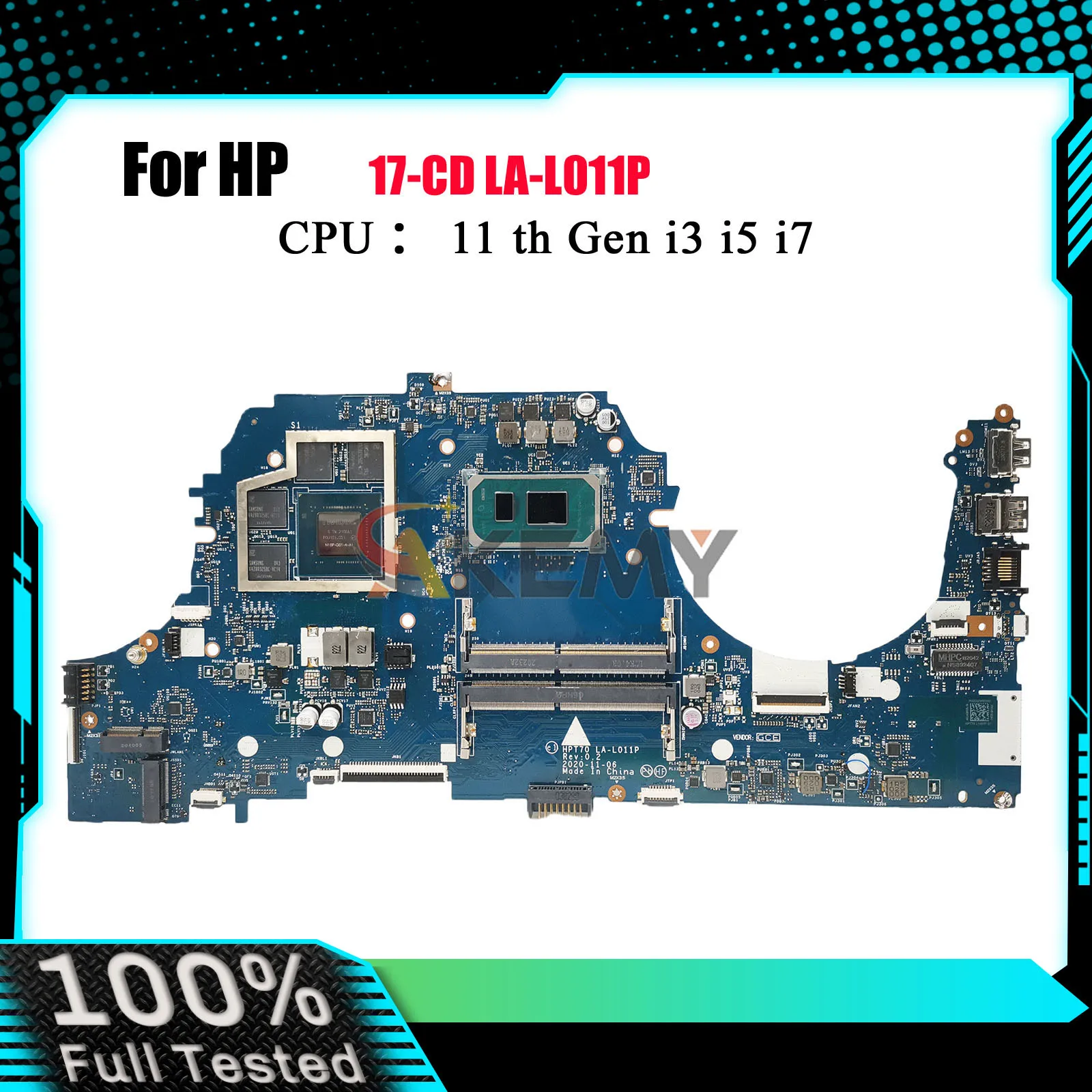 

LA-L011P для ноутбука HP Pavilion 17-CD, материнская плата M43263-601 M43264-601 с процессором i5 i7 11-го поколения GTX1650 RTX3050, 100% тестирование