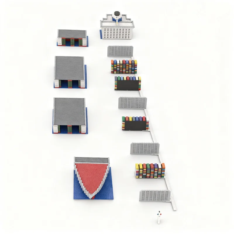 14249pcs MOC Boat Container Ship V2 Partially Modular Model Building Blocks Toys Display Birthday 3D Creative Brick Collection