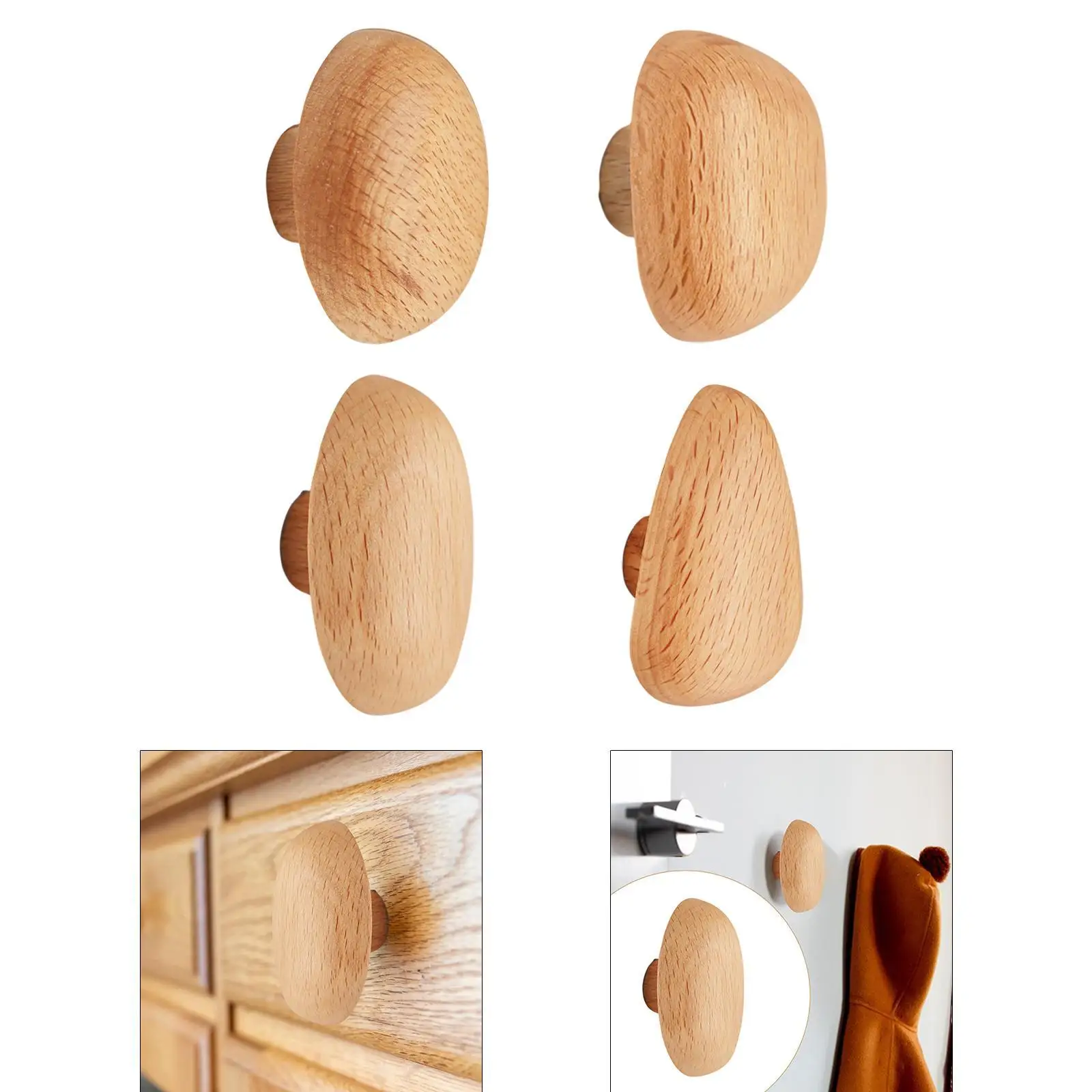 Wood Wall Mounted Coat Hook Robe Rack Modern Wood Cabinet Knob Sturdy Dresser