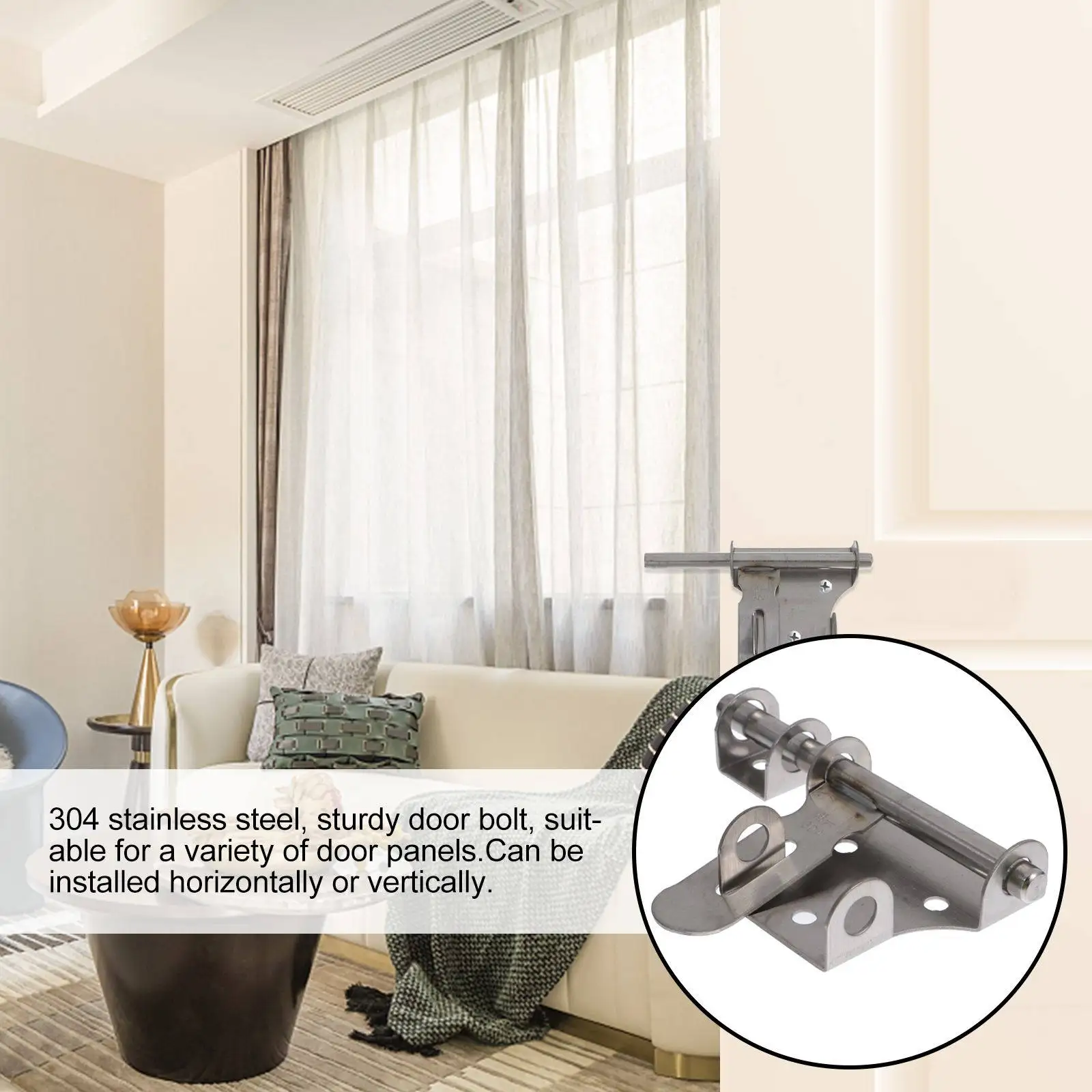 

Door Bolt 304 Stainless Steel Sturdy Security Latch For Wooden Iron Doors Windows Horizontal Vertical Installation Window Barrel