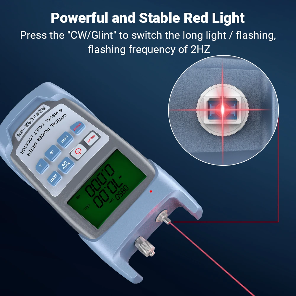 AMPCOM glasvezel vermogensmeter met visuele foutzoeker Vezeltester SC FC ST-connector Optische testapparatuur (-70 ~ 10dBm)